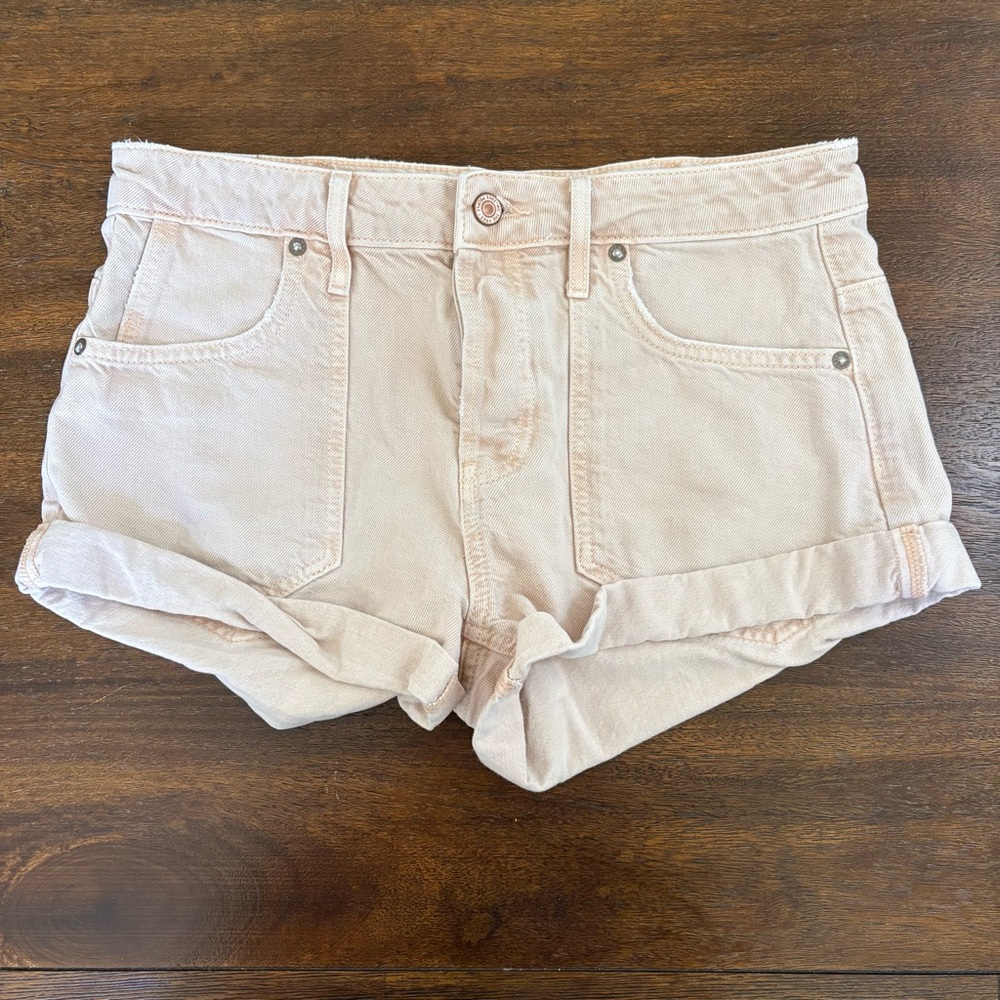 We The Free Beginners Luck Low Rise Slouch Denim Shorts Off White 27 TAG  (30”W)